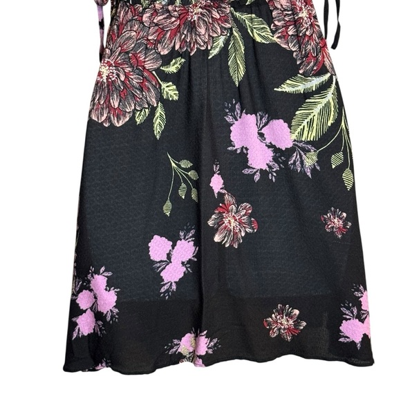 Free People Marnie Floral Plunge Tie Side Swing Mini Dress Black/Plum Sz XS - Picture 10 of 11